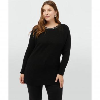 Fiorella Rubino Camiseta Elegante con Borde de Diamantes