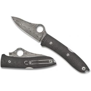 Spyderco SpyOpera Couteau Pliant en Carbone et Damasteel
