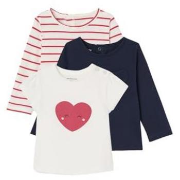 Set de 3 T-Shirts Longues Manches Rouges Rayées pour Filles