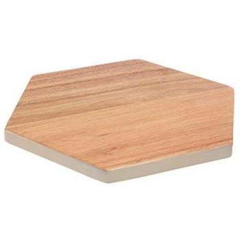 Hexagonal Acacia Wood Chopping Board with White Edge