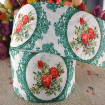 10 Yards Flower Pattern Grosgrain Ribbon