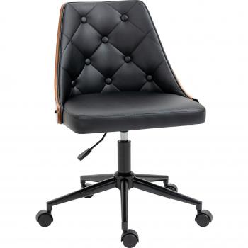 Silla de Oficina Vinsetto con Altura Ajustable y Basculante 54x54,5x76-86 cm Negro y Madera