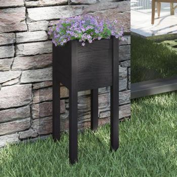 Jardinière extérieure en pin massif noir 31x31x70 cm