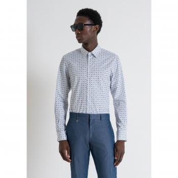 Blue Long Sleeve Geometric Shirt