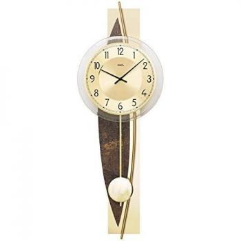 AMS Pendelzeitmesser W7453 – Wanduhr mit elegantem Pendel (Gold/Braun)