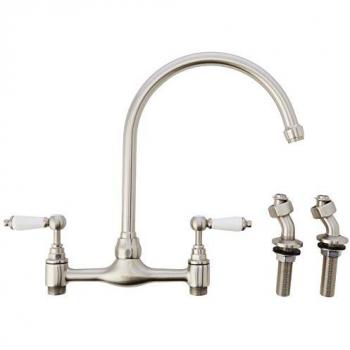 Brushed Nickel Renaissance Bridge Kitchen Sink Mixer Tap