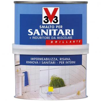 Smalto Bianco Satinato Bi-Componente V33 per Superfici Interni, Ghisa, Acciaio e Resine