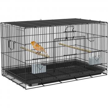 Jaula para Pájaros con Diseño Compacto PawHut 77x46x45 cm Negro