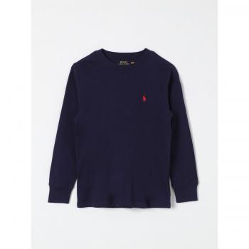 T-Shirt Ralph Lauren Bambino Blu Navy Cotone Maniche Lunghe Taglia M