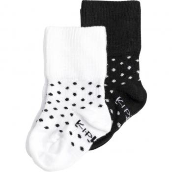 Calcetines KipKep Stay‑On, Paquete doble, Negro/Blanco con puntos