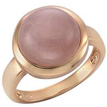 Eleganter Fingerring ZEEME in rosé-vergoldet mit 12mm Rosenquarz