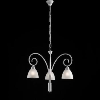 Lampadario ferro laccato bianco 3 luci stile shabby