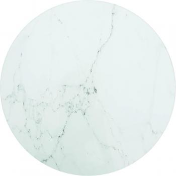 Plateau décoratif en verre trempé blanc, finition marbre, Ø30x0,8 cm