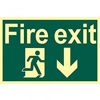 Draper 72600 Glow in The Dark Fire Exit Arrow Down Safety Sign