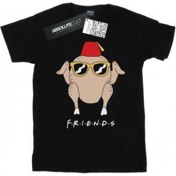 T-shirt pour filles en coton noir Friends avec imprimé lunettes de soleil
