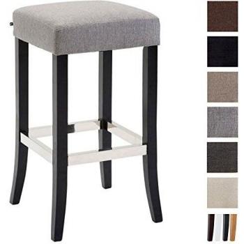 Tresenhocker VENTA – gepolsterter Sitz, grauer Stoff, schwarzes Holzgestell