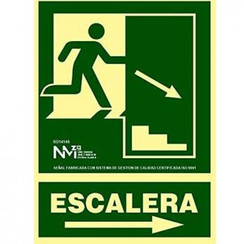 Señal de Emergencia Escalera Derecha PVC 0.7mm 22.4x30cm