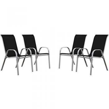 Sedie da Giardino Textilene e Acciaio Nero Habitat et Jardin, Set 4