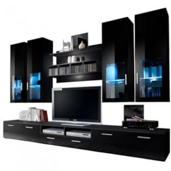 Meublorama Composizione Mobili TV LORA Nero Lucido