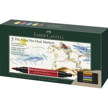 Estuche de 5 rotuladores Pitt Artist pen dual marker Faber-Castell