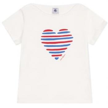 Petit Bateau T-shirt bio coton cœur blanc 4 ans