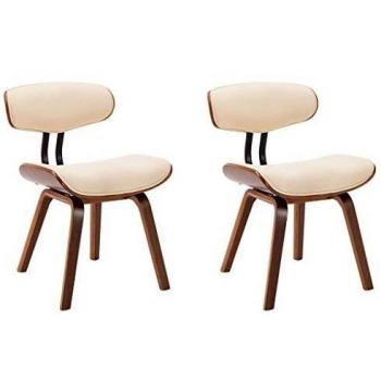 SoftGlow Dining Chair Pair – Cream Cover – Wooden Structure with Synthetic Skin