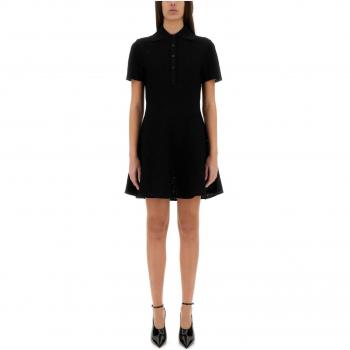 Sleek Noir Mini-Jacquard Dress – Size 2M