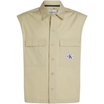 Chemise Ck Jeans Popeline Sans Manches Beige
