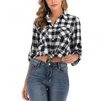 Shirt tops flanella a manica lunga – Enjoyoself 100% cotone