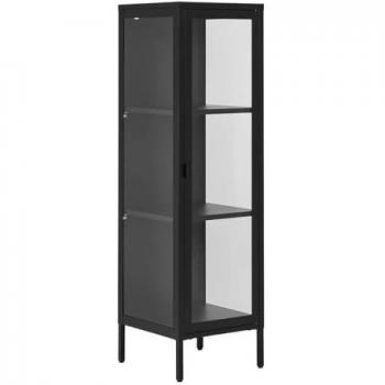 Vitrine Noir H140 cm – 1 porte en verre et acier (Altobuy)