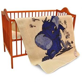 Merinowolle Wolldecke Elefant Blau von Hollert
