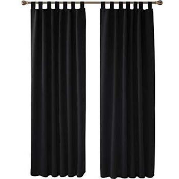 Deconovo Verdunkelungsgardine Schlafzimmer 245x140 cm Schwarz 2er Set