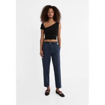 Stradivarius Smart Trousers with Belt Navy Blue Size 16