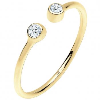 Eleganter Ring von Elli PREMIUM mit filigraner Stapelring-Optik und modernem Design in 375 Gelbgold mit einem diamantenen Highlight (0,06 ct.)