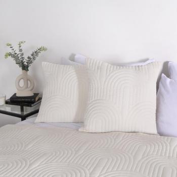 OHS Arches Embossed Pinsonic Cushion Covers, Cream