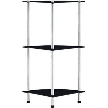3-Tier Shelf Black 30x30x67 cm Tempered Glass Vidaxl