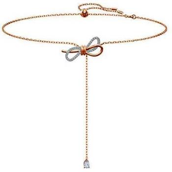 Swarovski Y‑Lifelong Bow, Fiocco Bianco, Mix Placcature – Collana