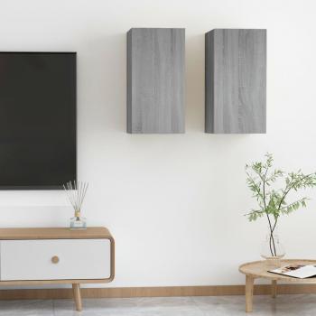 Módulo de TV 2 Peças 30,5x30x60cm Madeira Cinza