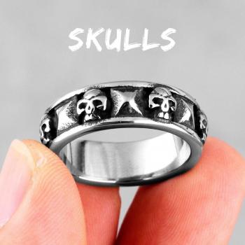 Trendy Stainless Steel Skull Ring for Boys