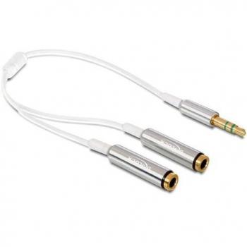 DeLOCK 65355 cable de audio 0,25 m 3,5mm 2 x 3,5mm Plata, Blanco