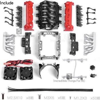 Ventilador y radiador de motor V8 LS7 simulado para 1/10 Rc4wd D90