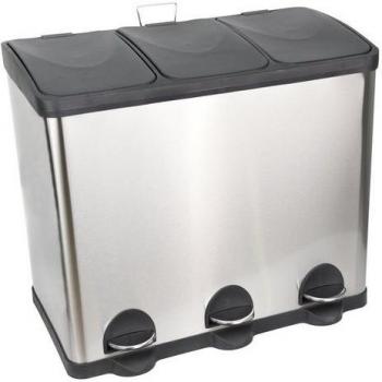 Poubelle à Deux Compartiments 60 L en Inox
