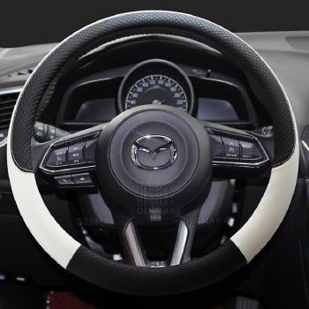 Cuir PU Funda Volante Antidérapante – Compatibilité Mazda CX‑3/CX‑4/CX‑5/CX‑7/CX‑9/3 Axela/6G/GJ/Demio – Blanc