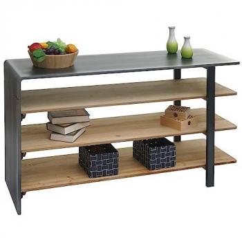 Estantería de Salón HWC-L75, Madera Maciza, 72x119x40cm, Estilo Industrial