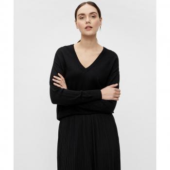 Pull en laine noir col V pour femme XS