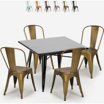 Tables et chaises de jardin 4 places Style industriel noir