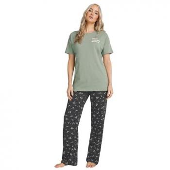 Tall Floral Loungewear for Women – Light Green, Size 18-20
