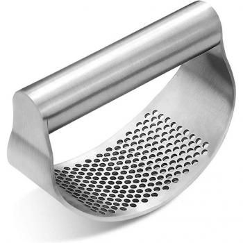 Rocker Garlic Press with Silicone Peeler and Cleaning Tool