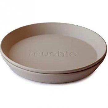 Mushie Round Dinnerware Bowl Set Vanilla 2 pc
