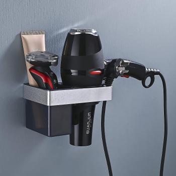 Porte-sèche-cheveux auto-adhésif avec rangement ABS